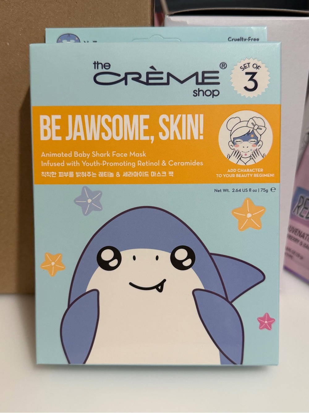 The Crème Shop Be Jawsome, Skin! Animated Baby Shark Face Mask – Blue